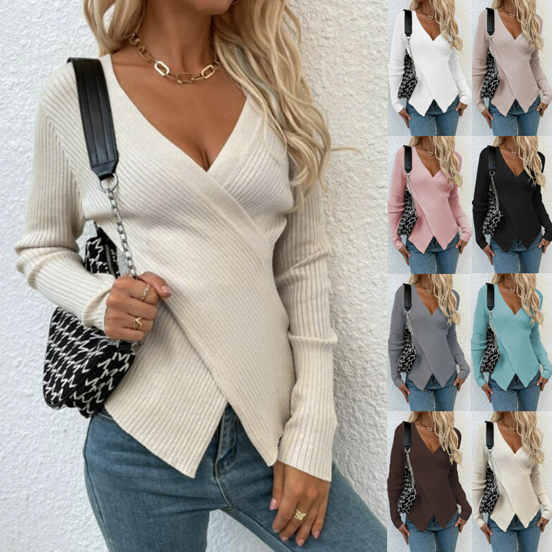 Irregular Cross Sweater Women's Top